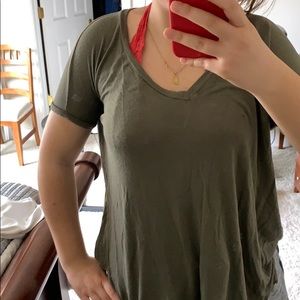 slouchy olive green brandy v neck t shirt